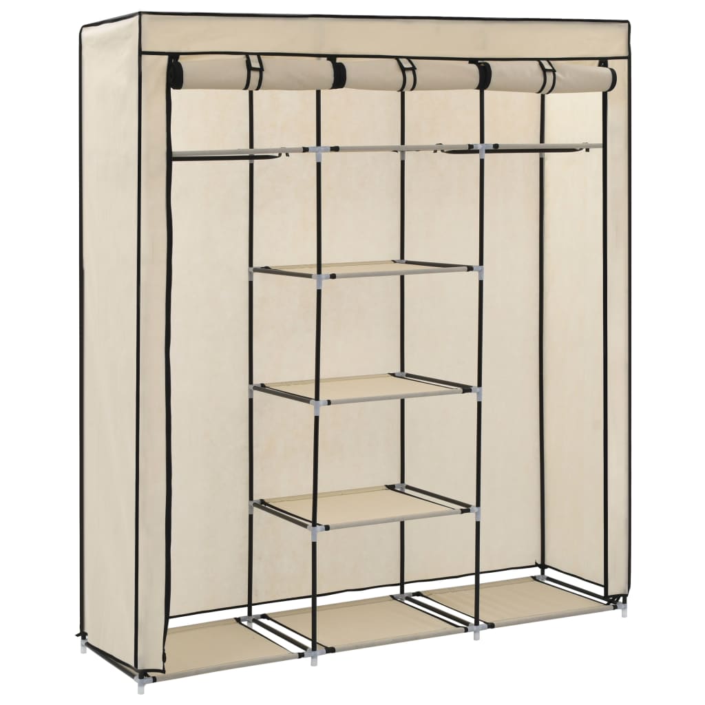 Armoire avec compartiments et barres Crème 150x45x175 cm Tissu - XIOS