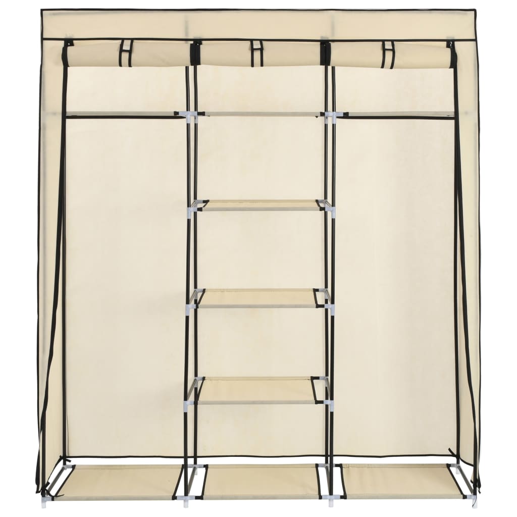 Armoire avec compartiments et barres Crème 150x45x175 cm Tissu - XIOS