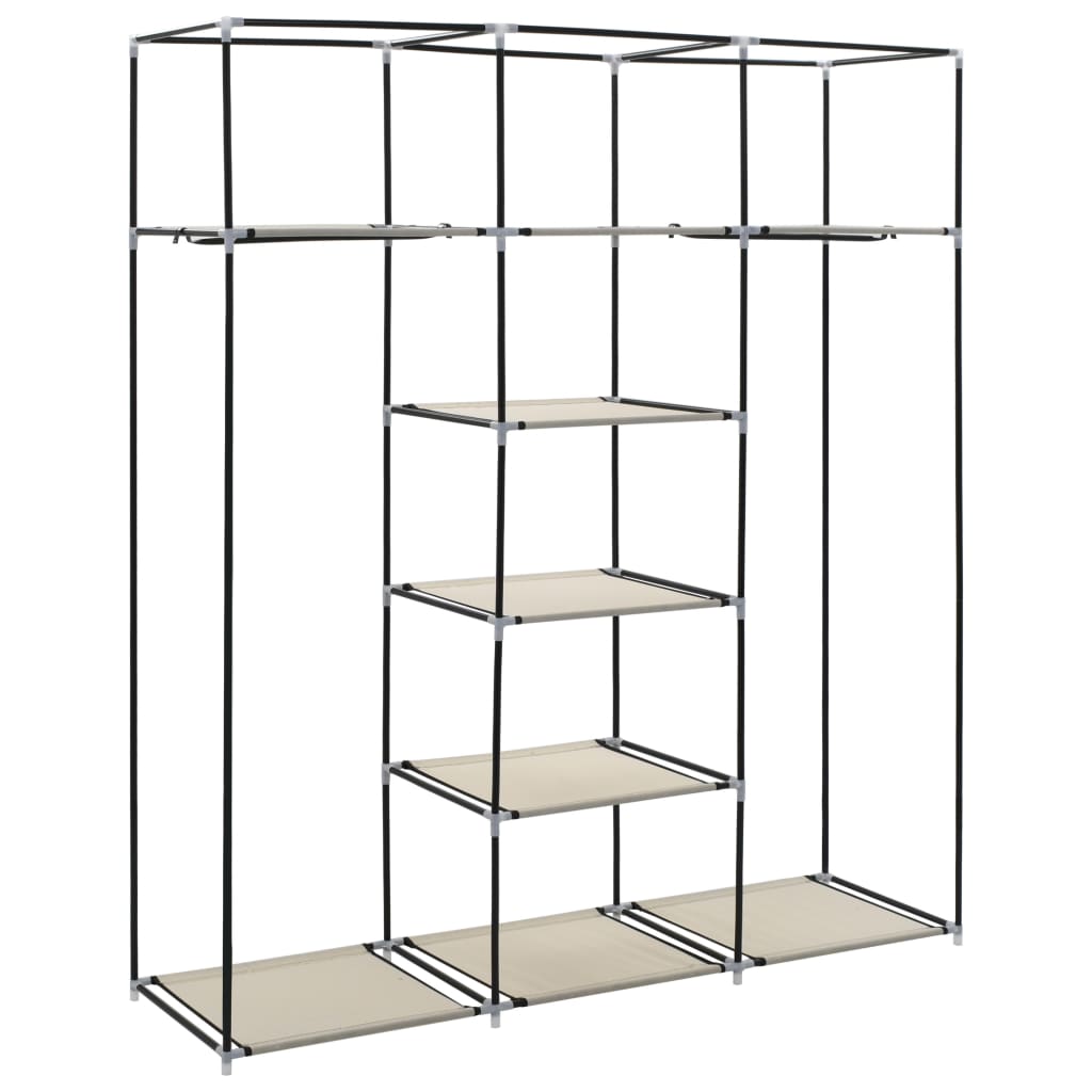 Armoire avec compartiments et barres Crème 150x45x175 cm Tissu - XIOS