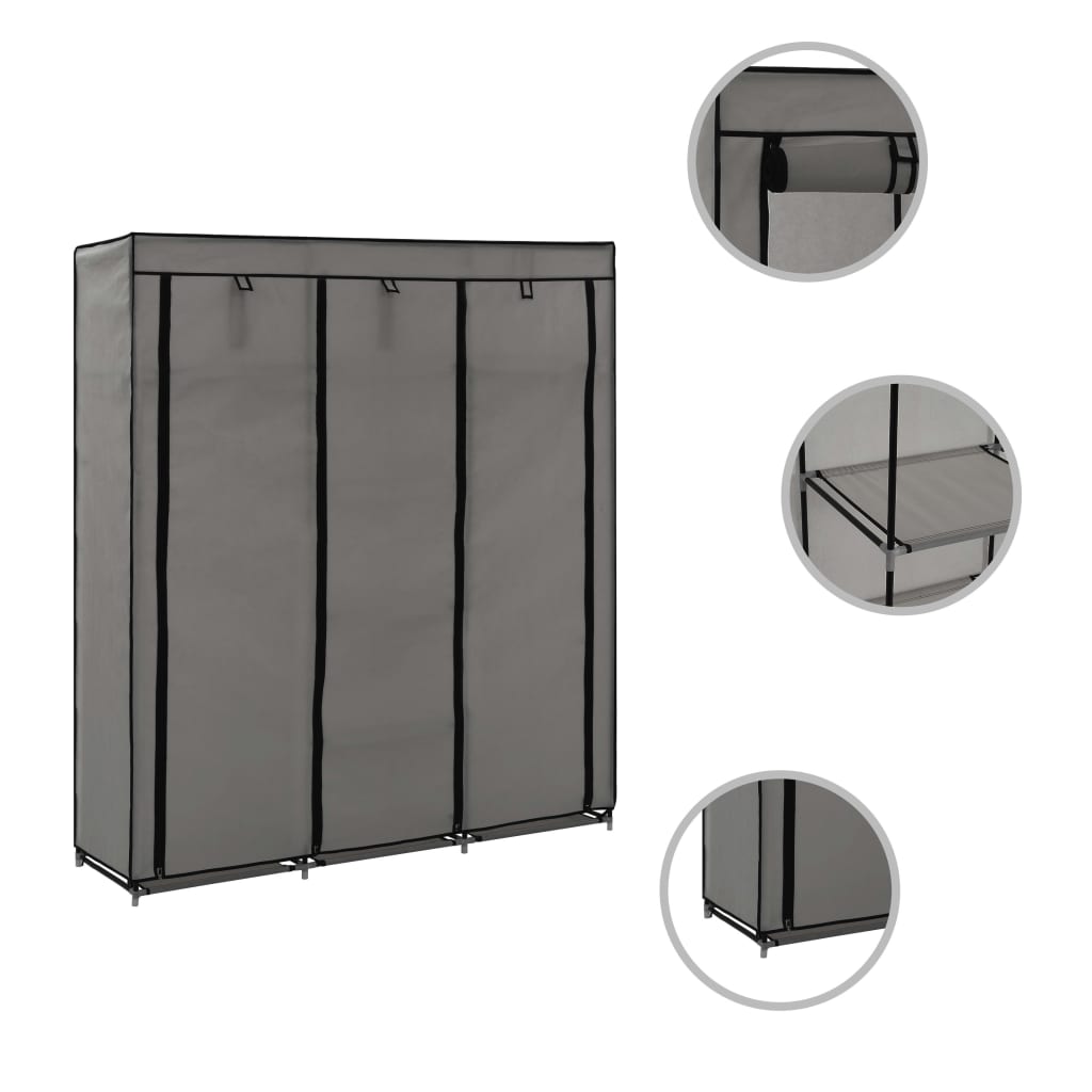 Armoire avec compartiments et barres Gris 150x45x175 cm Tissu - XIOS