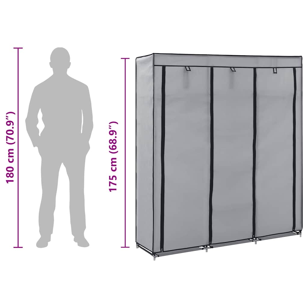 Armoire avec compartiments et barres Gris 150x45x175 cm Tissu - XIOS