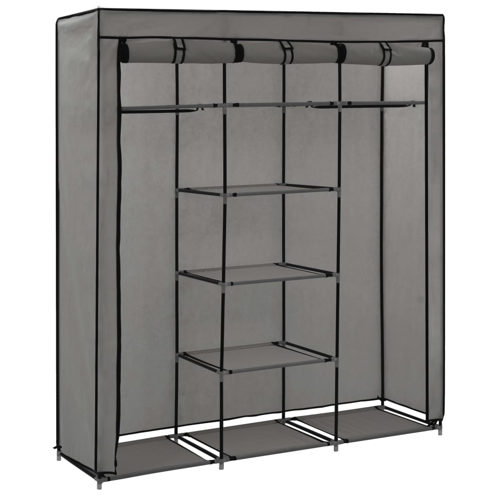 Armoire avec compartiments et barres Gris 150x45x175 cm Tissu - XIOS
