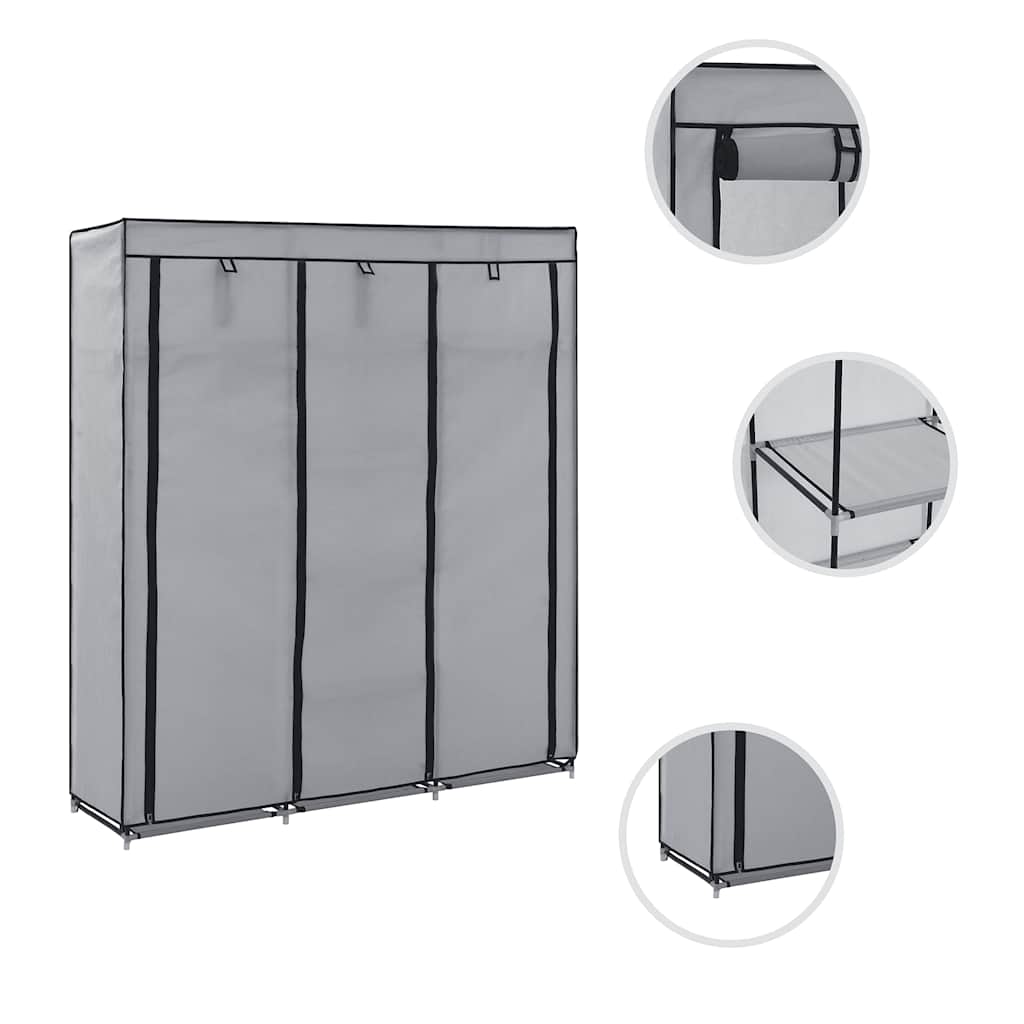 Armoire avec compartiments et barres Gris 150x45x175 cm Tissu - XIOS