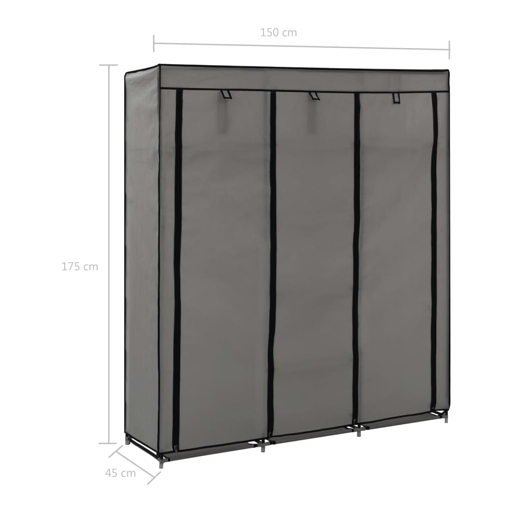 Armoire avec compartiments et barres Gris 150x45x175 cm Tissu - XIOS
