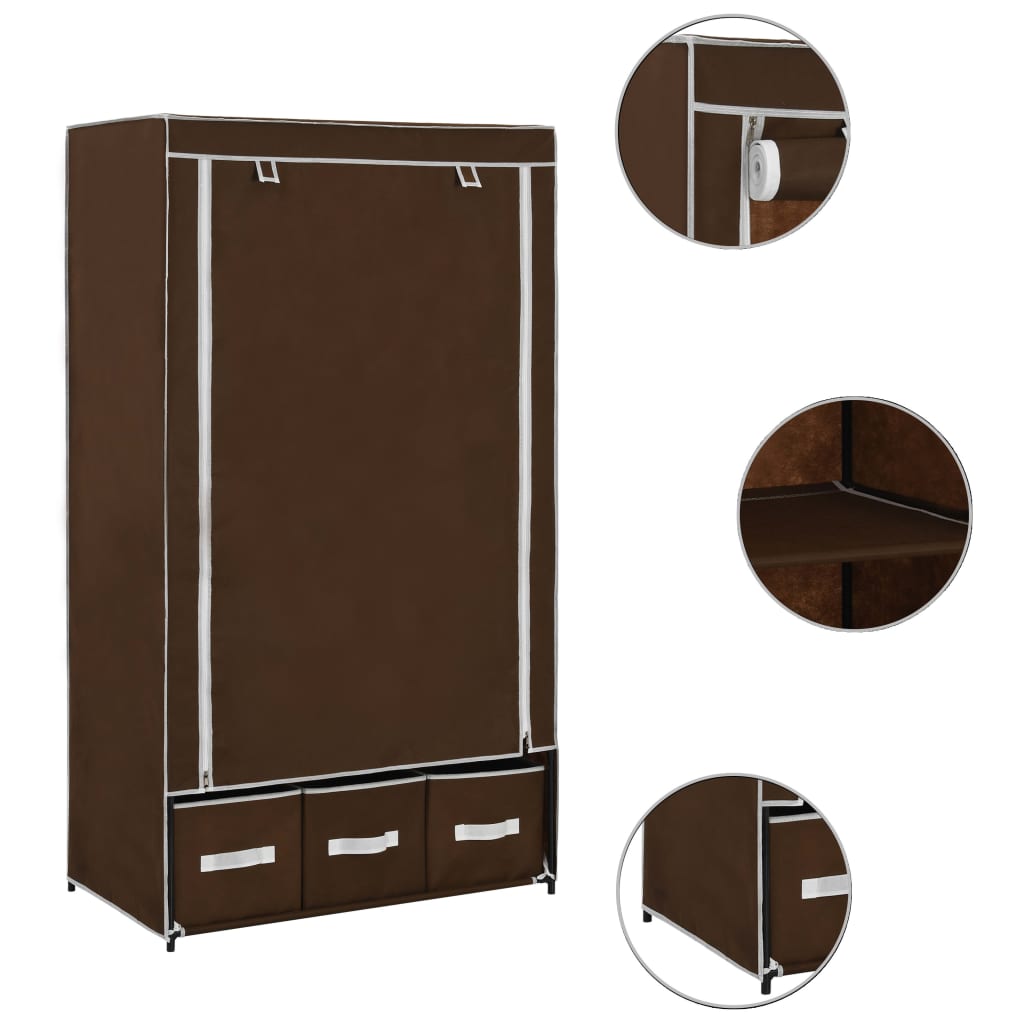Garde-robe Marron 87x49x159 cm Tissu - XIOS