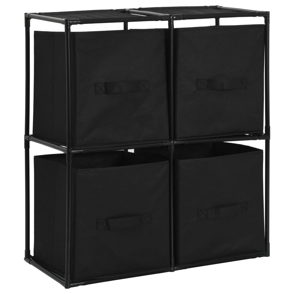 Armoire de rangement avec 4 paniers tissu Noir 63x30x71cm Acier - XIOS