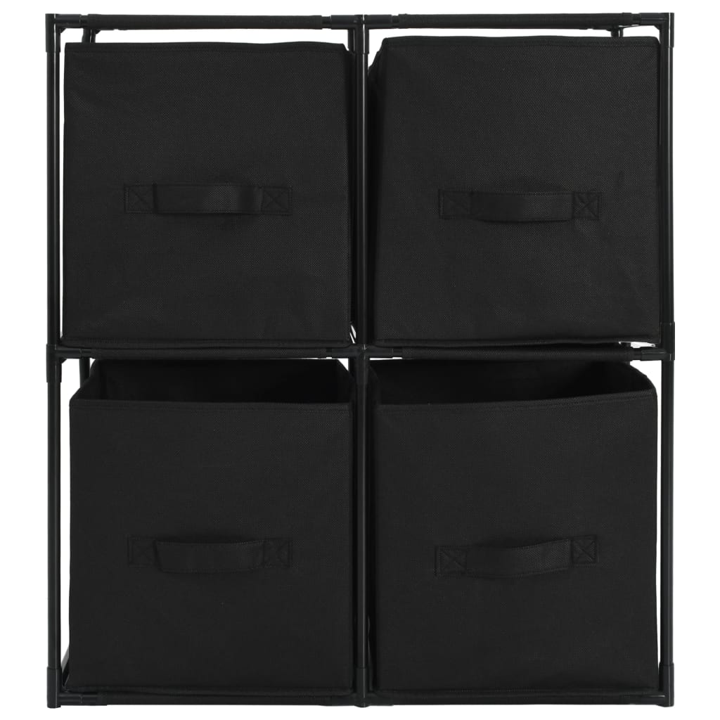 Armoire de rangement avec 4 paniers tissu Noir 63x30x71cm Acier - XIOS