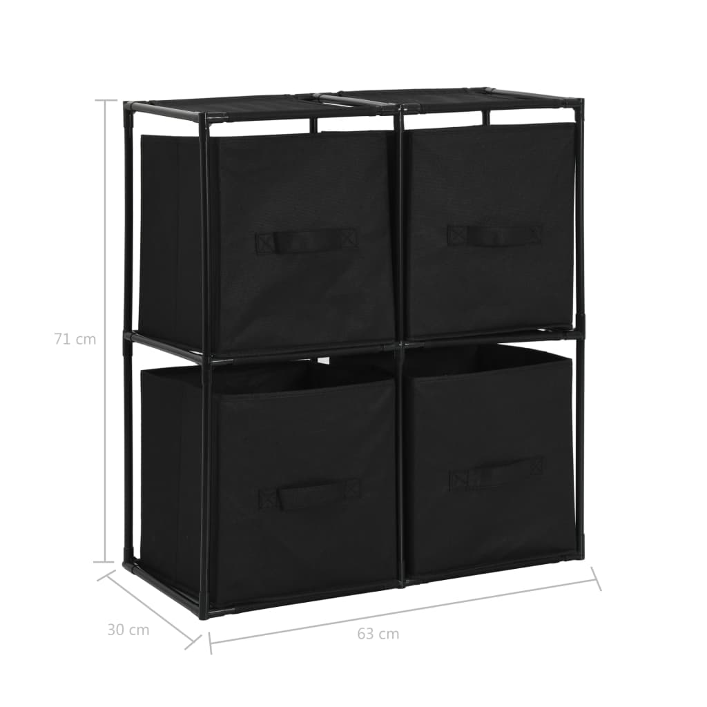 Armoire de rangement avec 4 paniers tissu Noir 63x30x71cm Acier - XIOS