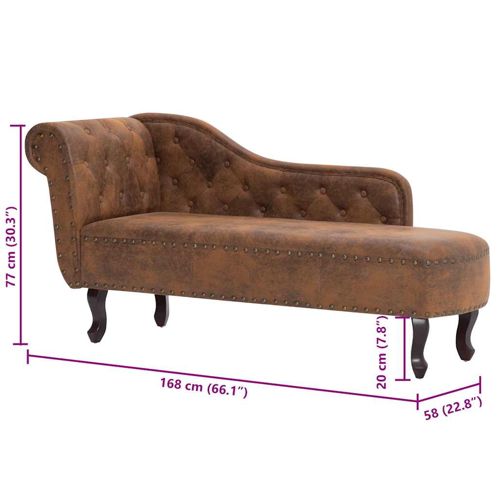 Chaise longue Marron Similicuir daim - XIOS