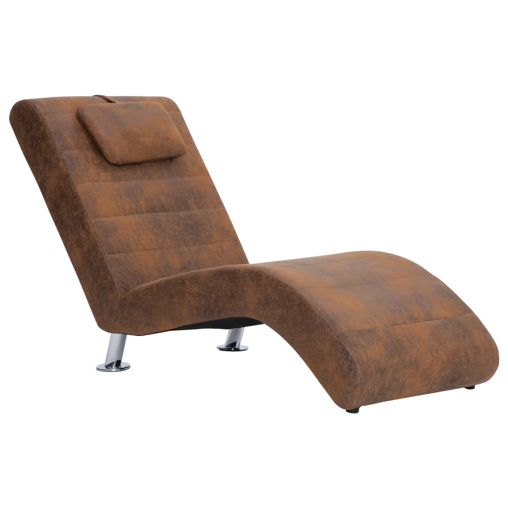 Chaise longue avec oreiller marron Similicuir daim - XIOS