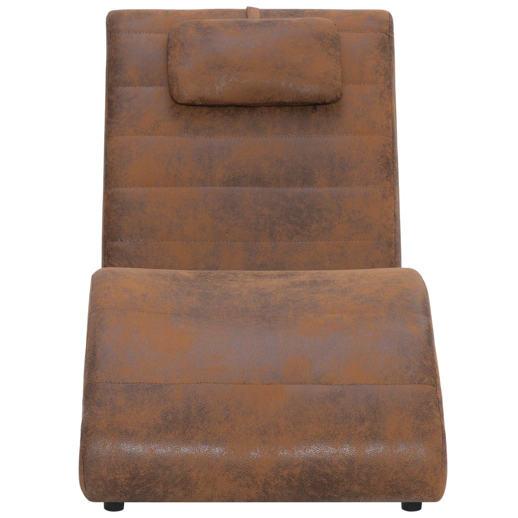 Chaise longue avec oreiller marron Similicuir daim - XIOS