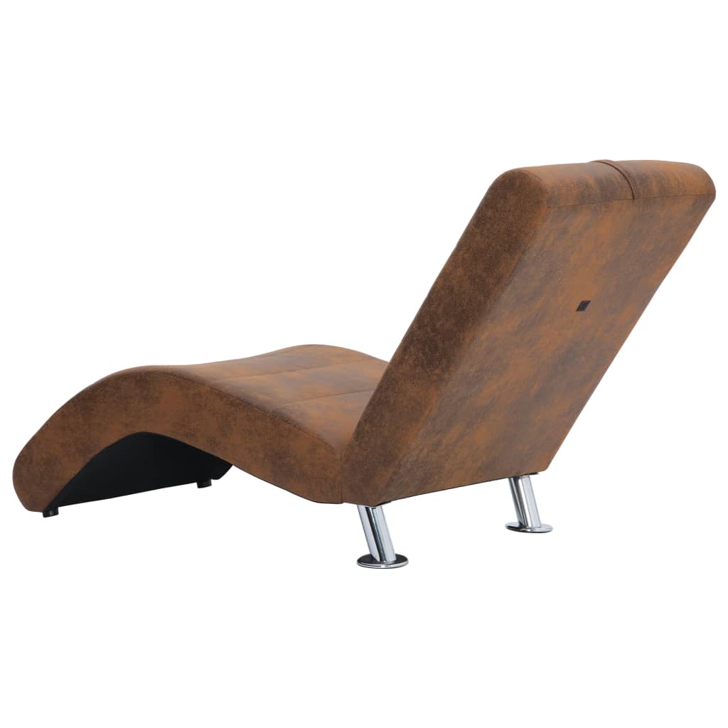 Chaise longue avec oreiller marron Similicuir daim - XIOS