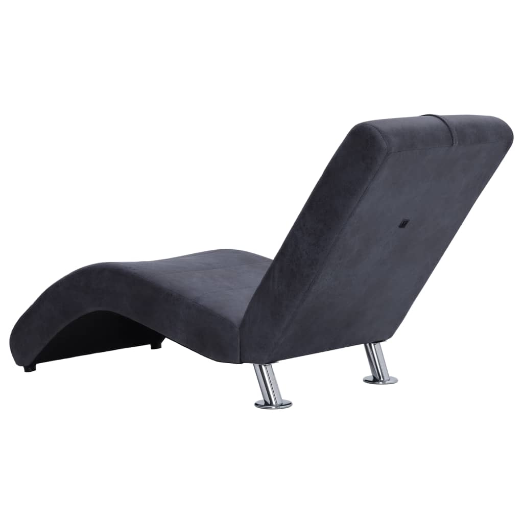 Chaise longue avec oreiller Gris Similicuir daim - XIOS