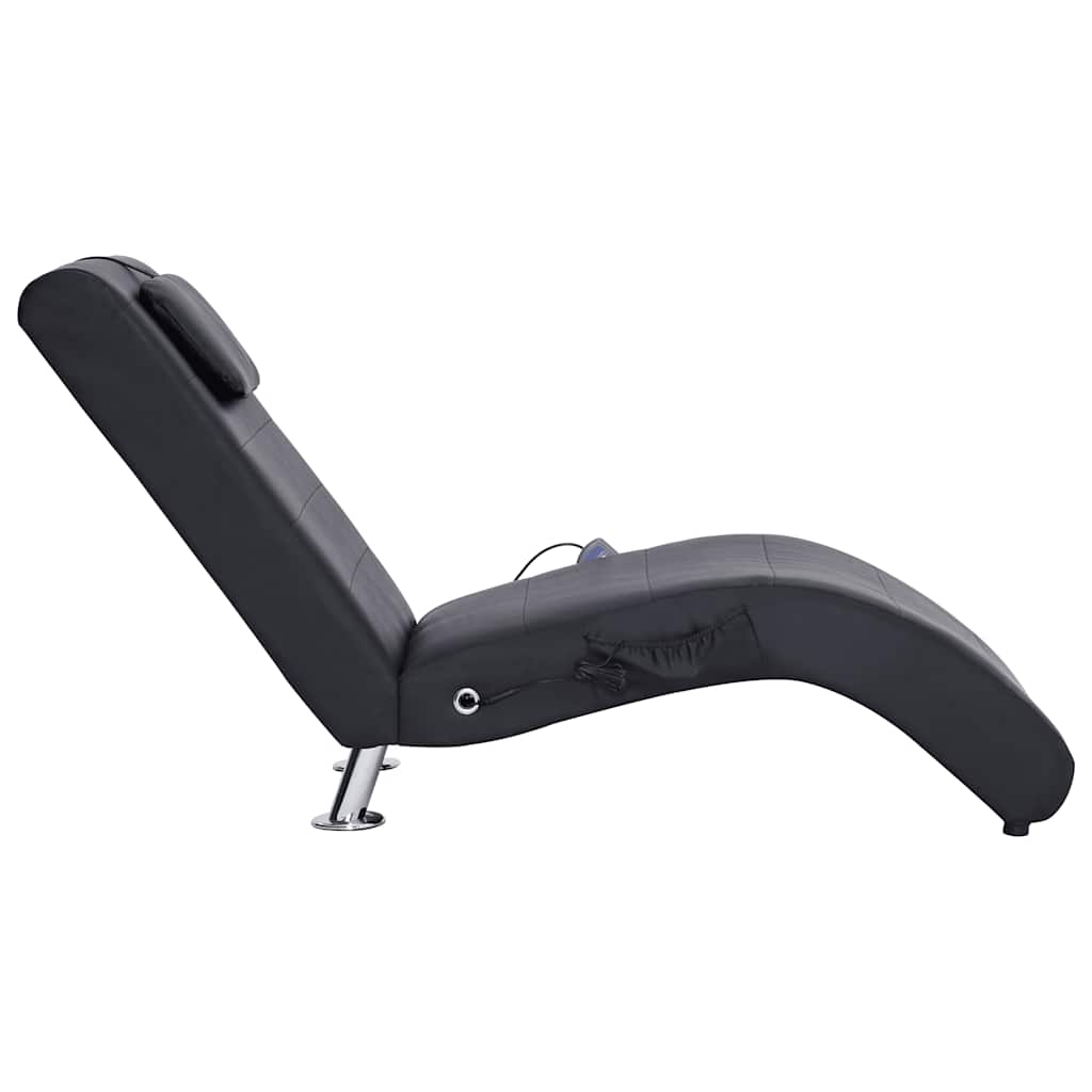 Chaise longue de massage avec oreiller Noir Similicuir - XIOS