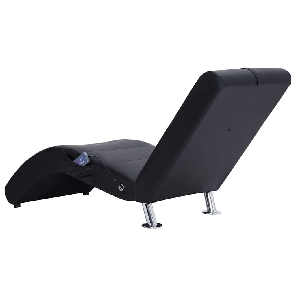 Chaise longue de massage avec oreiller Noir Similicuir - XIOS