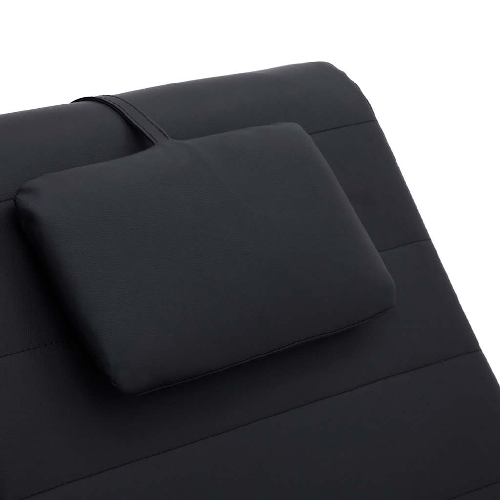 Chaise longue de massage avec oreiller Noir Similicuir - XIOS