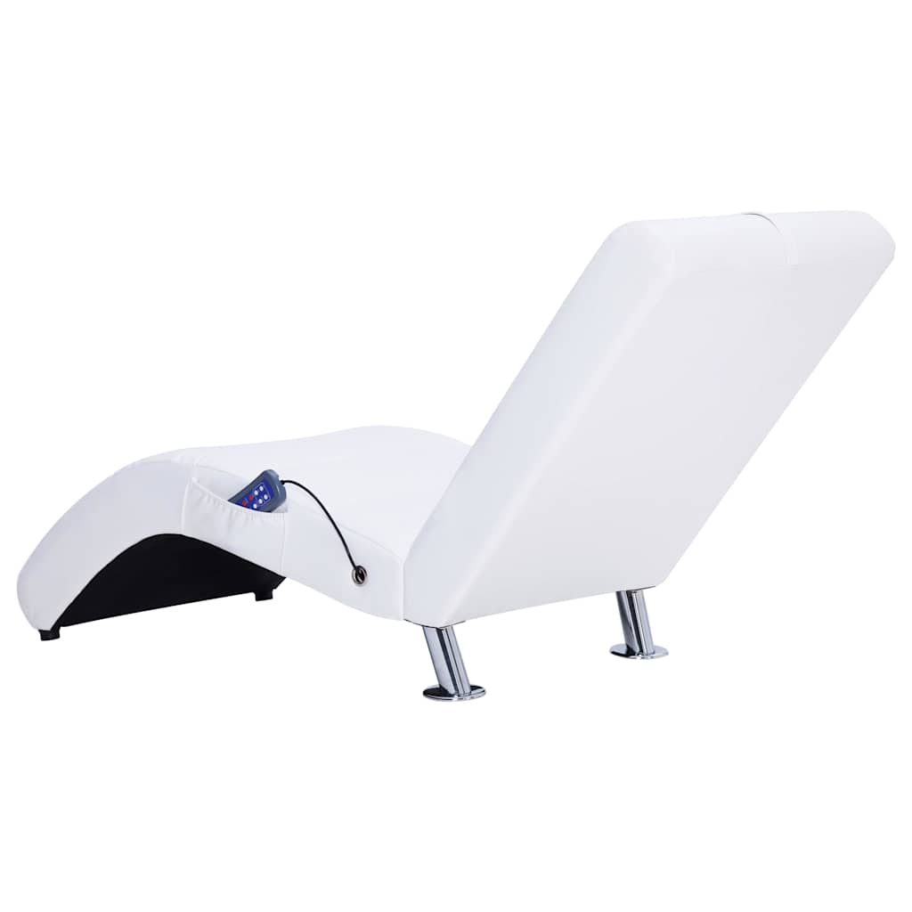 Chaise longue de massage avec oreiller Blanc Similicuir - XIOS