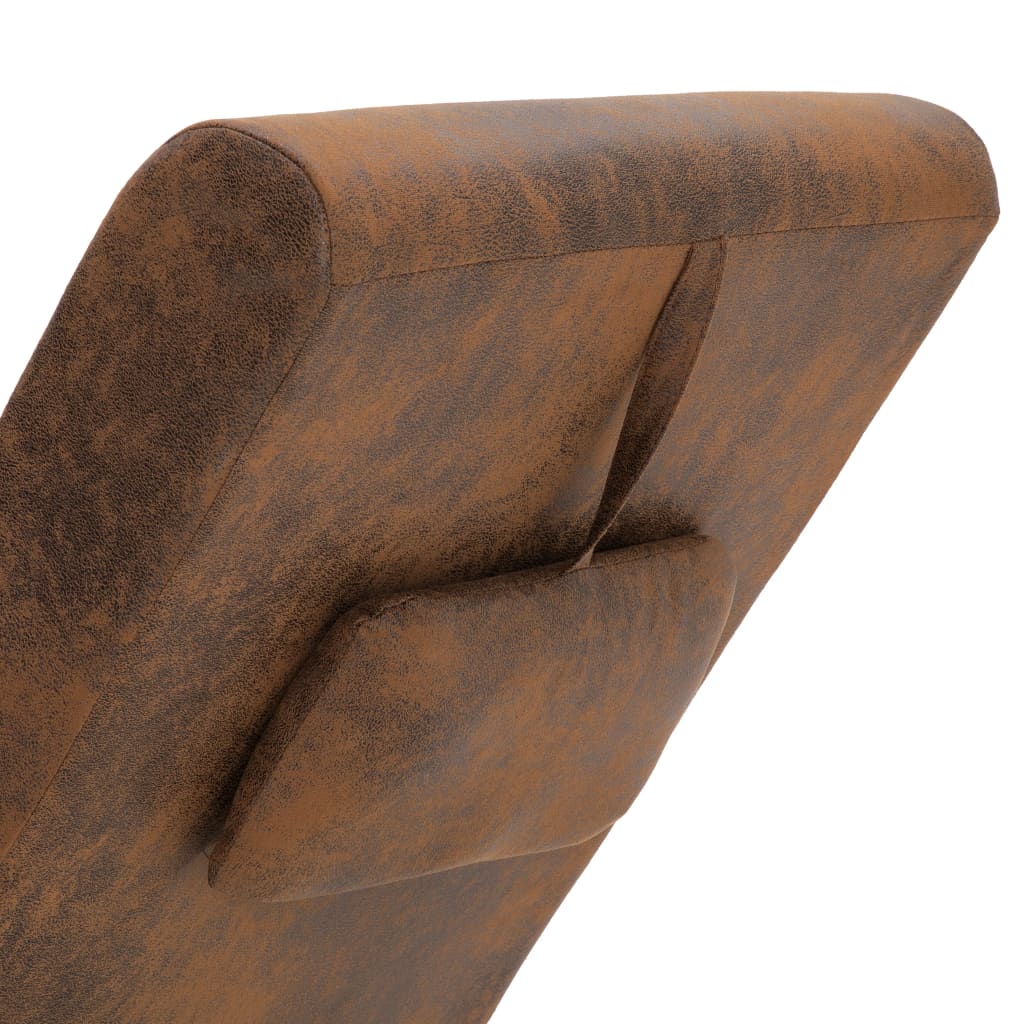 Chaise longue de massage avec oreiller Marron Similicuir daim - XIOS