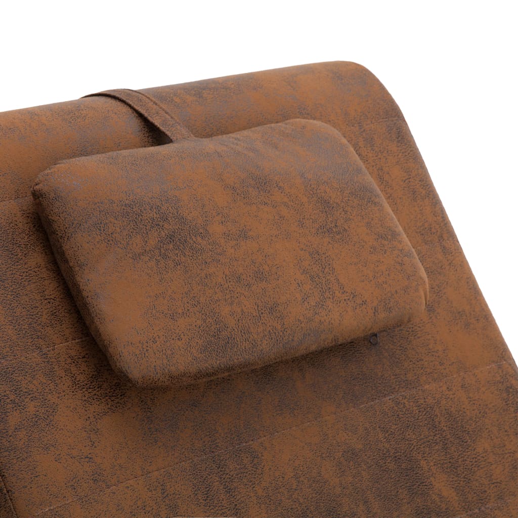 Chaise longue de massage avec oreiller Marron Similicuir daim - XIOS