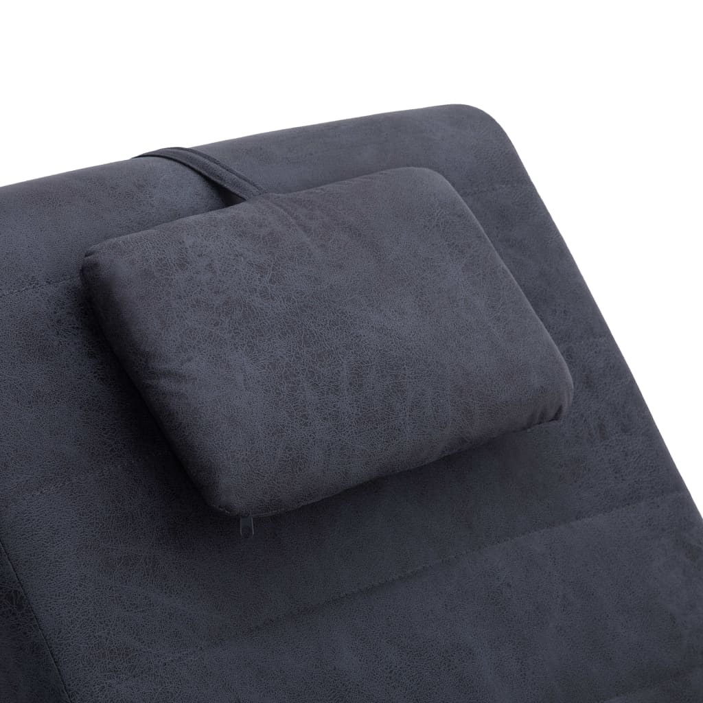 Chaise longue de massage avec oreiller Gris Similicuir daim - XIOS