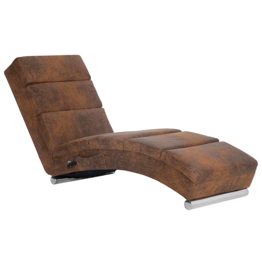 Chaise longue de massage Marron Similicuir daim - XIOS