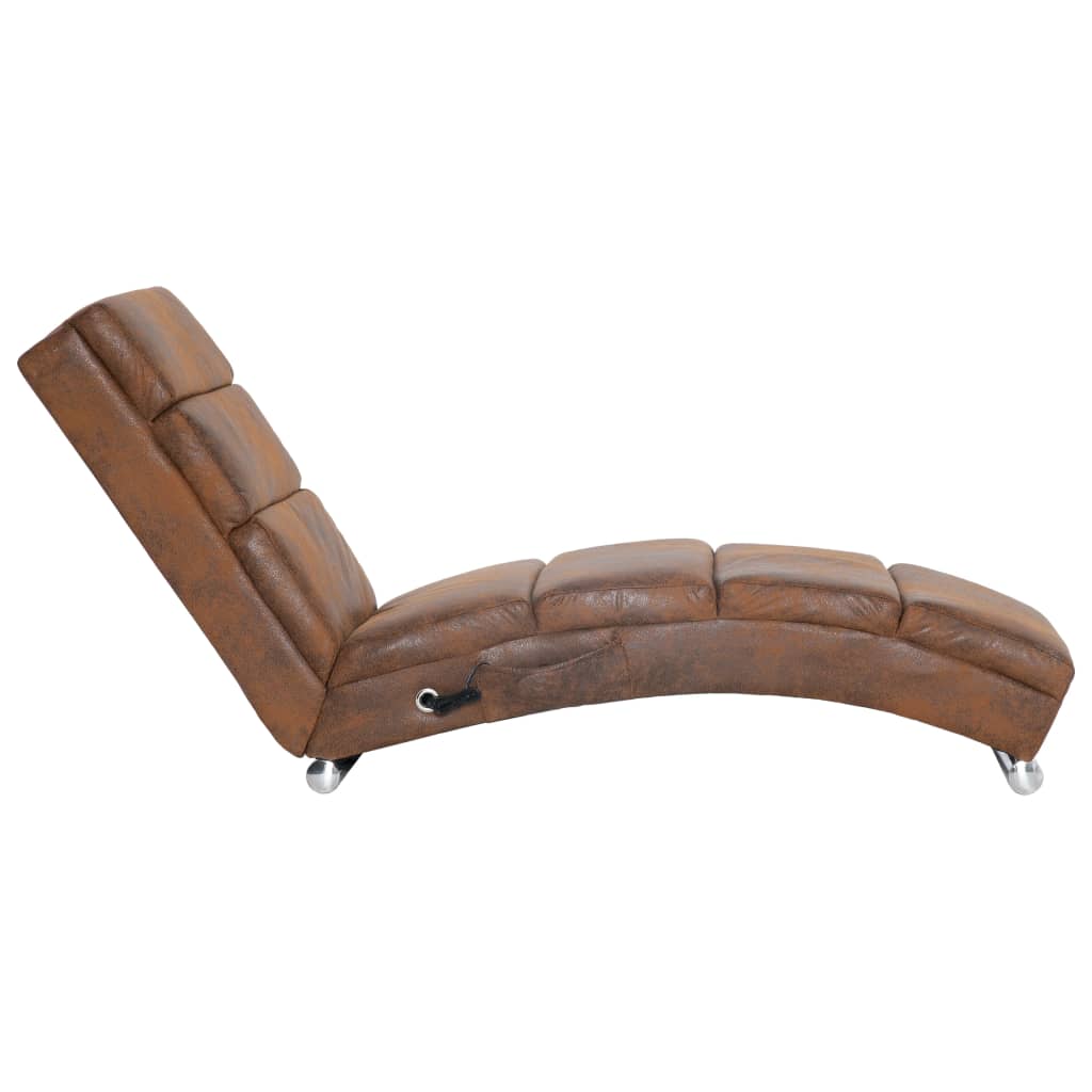 Chaise longue de massage Marron Similicuir daim - XIOS