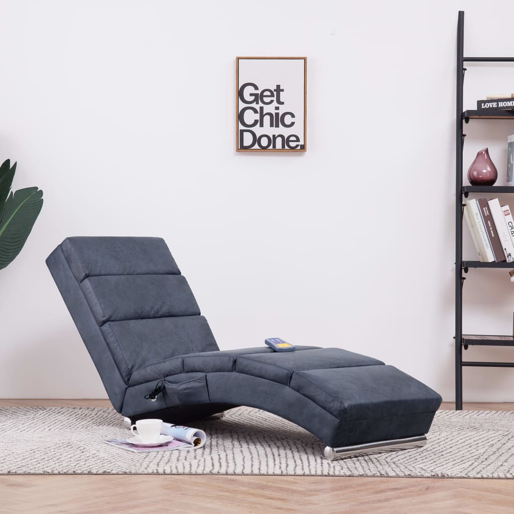Chaise longue de longue Gris Similicuir daim - XIOS