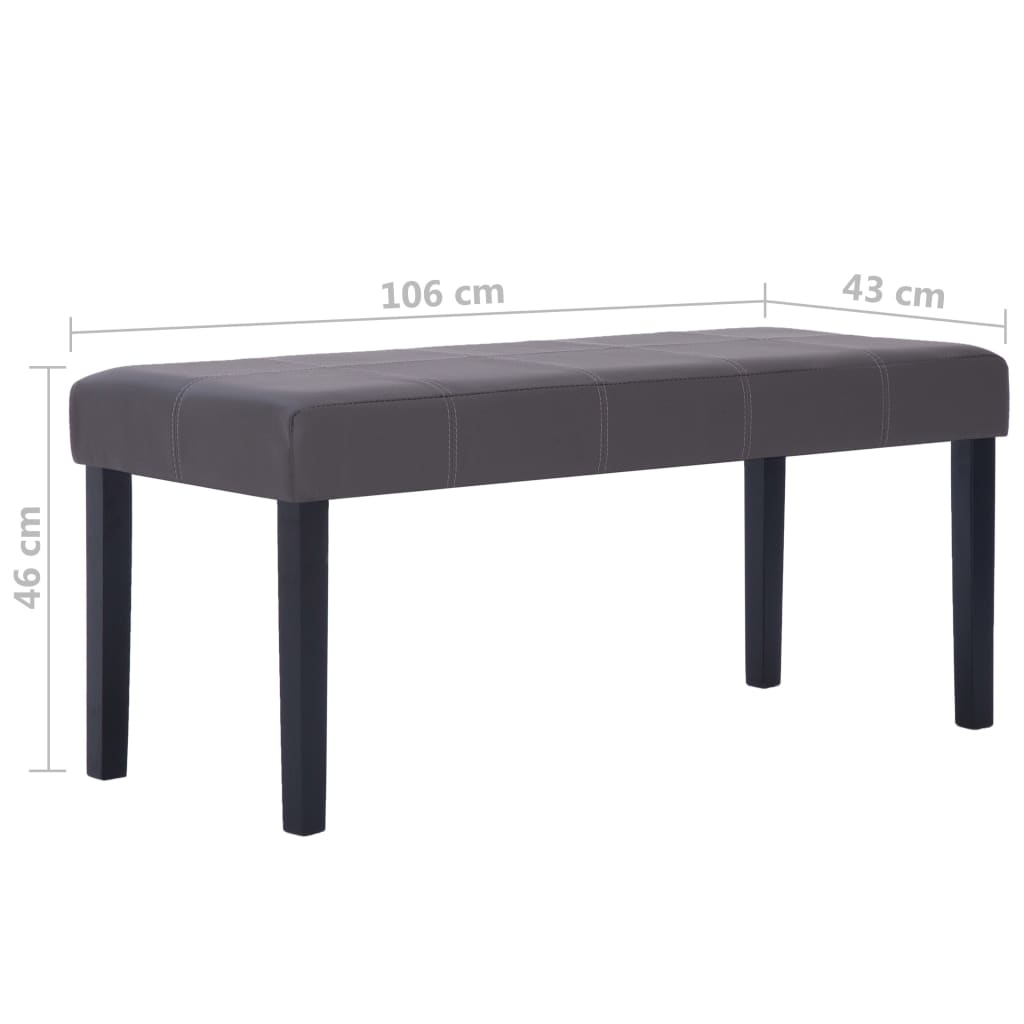 281309 vidaXL Bench 106 cm Grey Faux Leather - XIOS