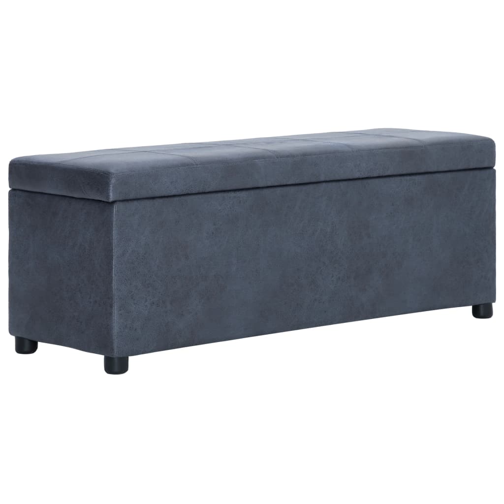 Banc avec compartiment de rangement 116 cm Gris Similicuir daim - XIOS