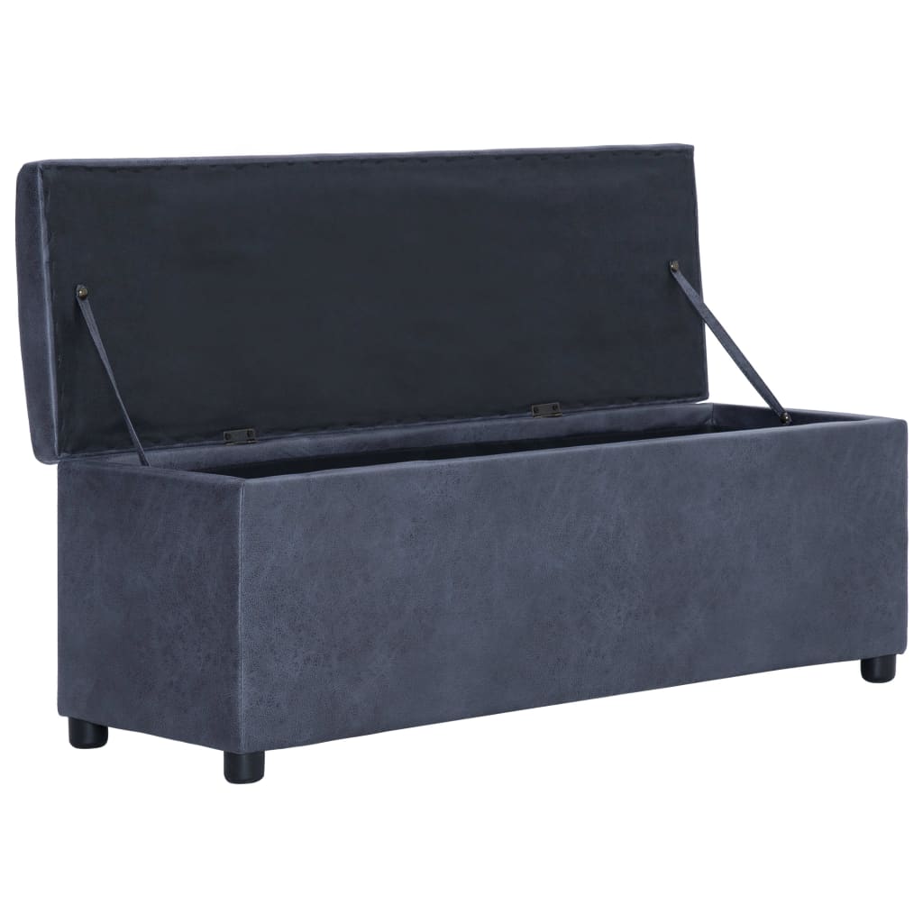 Banc avec compartiment de rangement 116 cm Gris Similicuir daim - XIOS