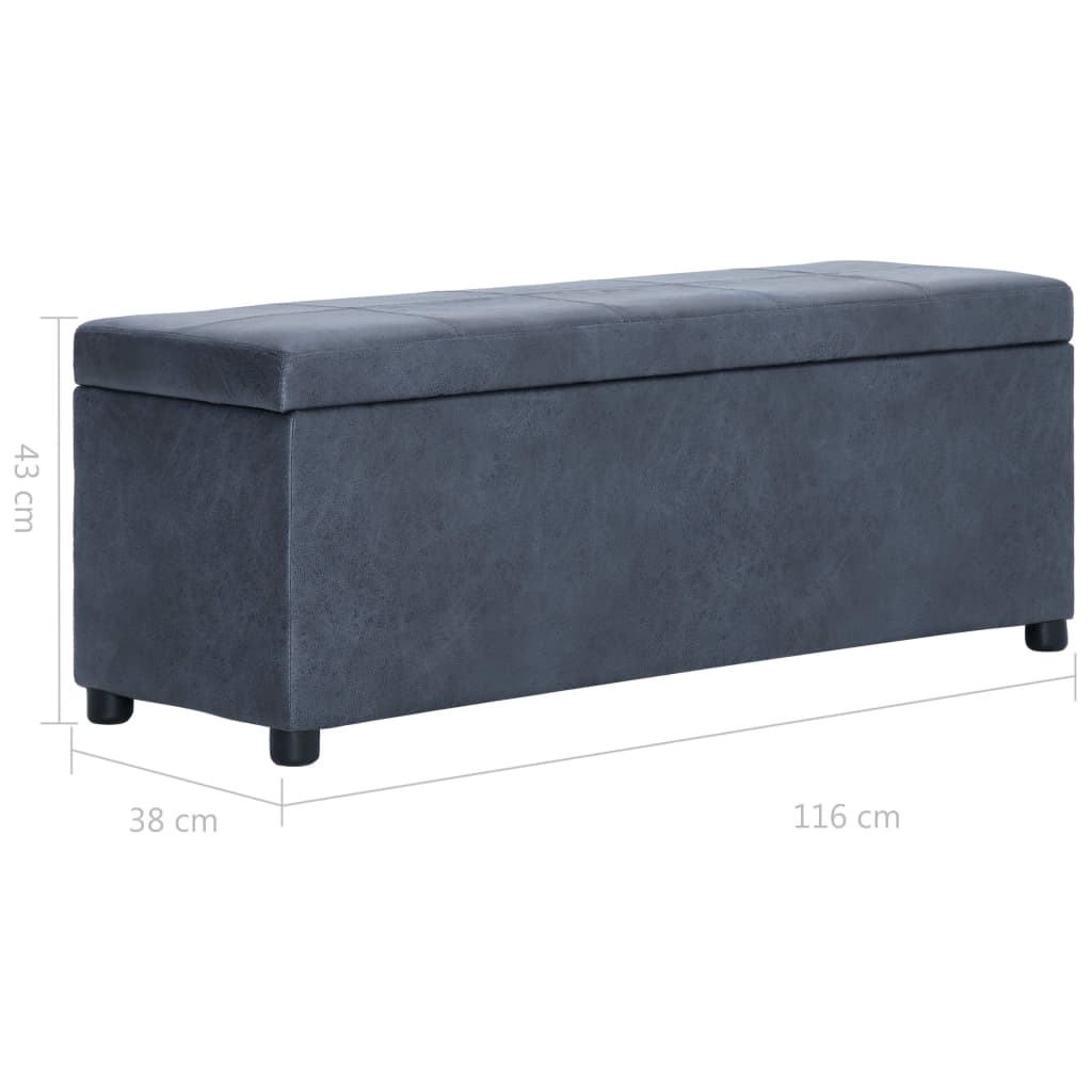 Banc avec compartiment de rangement 116 cm Gris Similicuir daim - XIOS