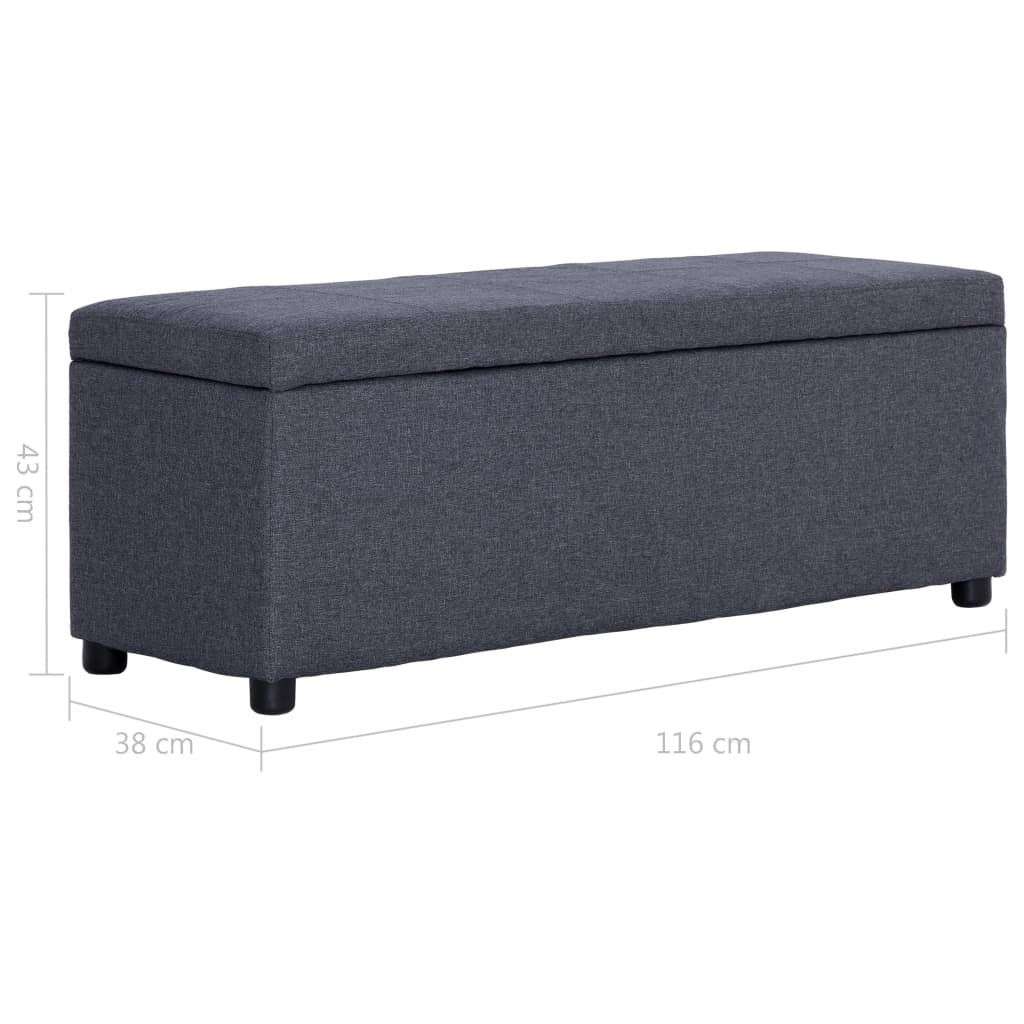 Banc avec compartiment de rangement 116 cm Gris foncé Polyester - XIOS