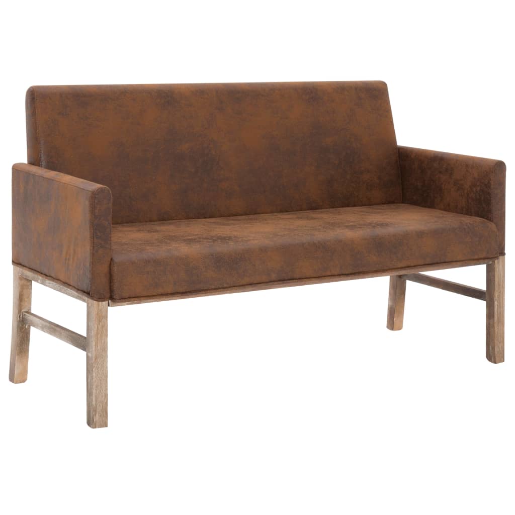 Banc avec accoudoir 140 cm Marron Similicuir daim - XIOS