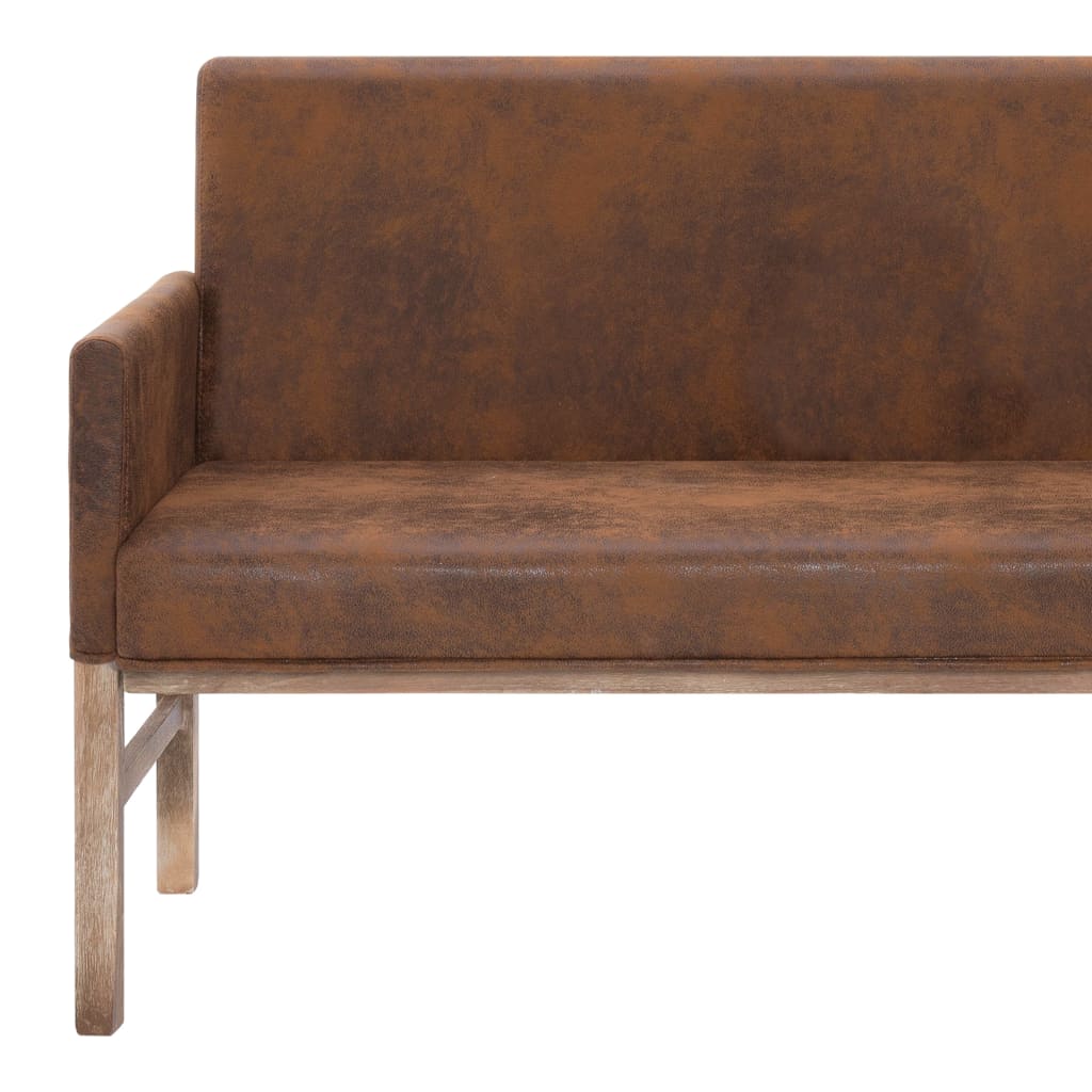 Banc avec accoudoir 140 cm Marron Similicuir daim - XIOS