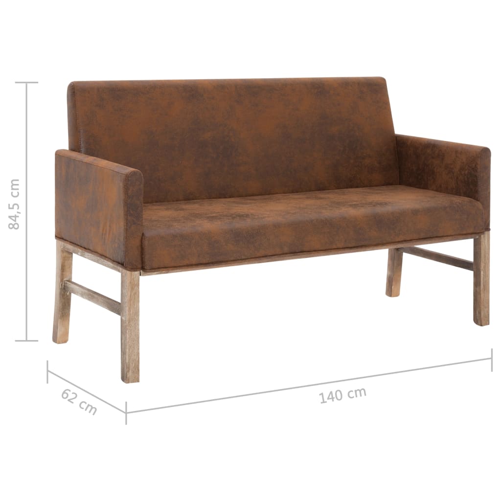 Banc avec accoudoir 140 cm Marron Similicuir daim - XIOS