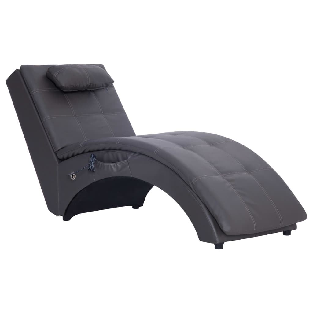 Chaise longue de massage avec oreiller Gris Similicuir - XIOS