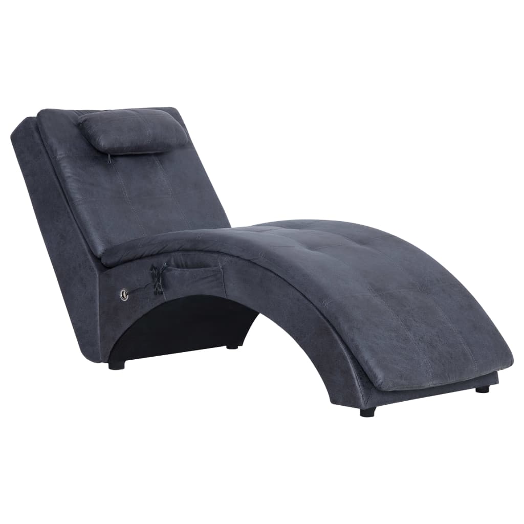 Chaise longue de massage avec oreiller Gris Similicuir daim - XIOS