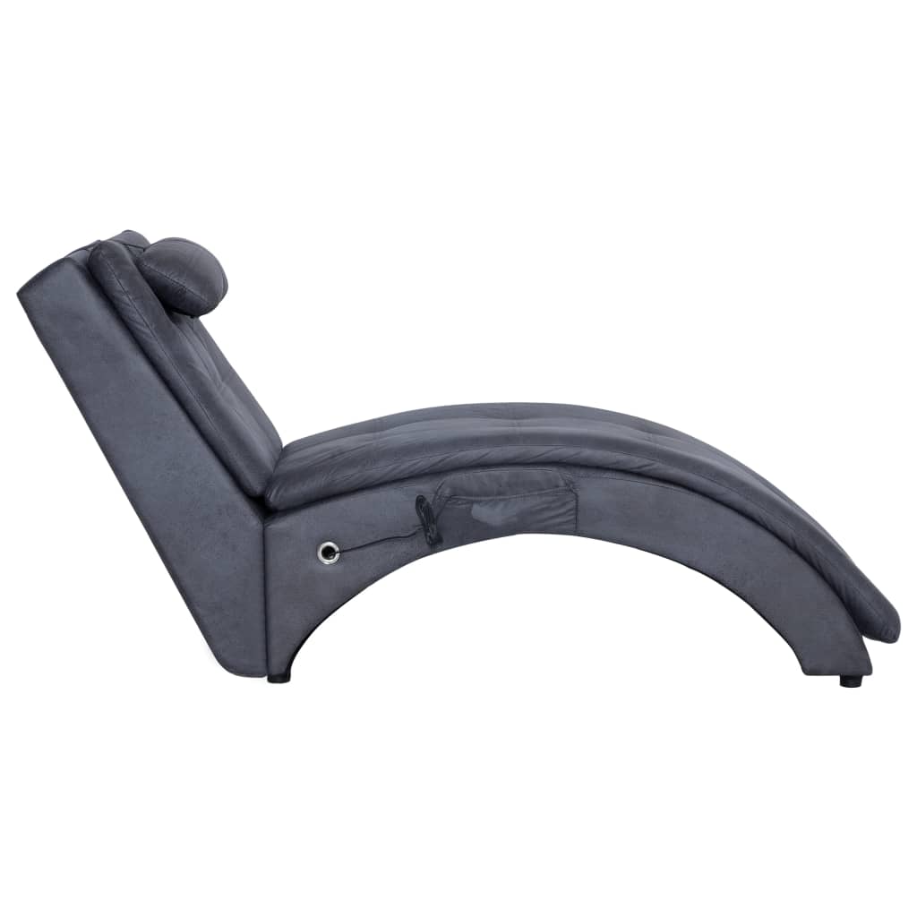 Chaise longue de massage avec oreiller Gris Similicuir daim - XIOS