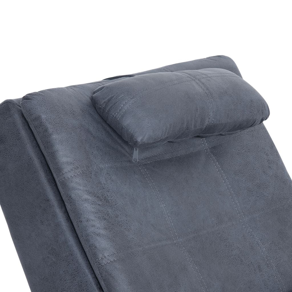 Chaise longue de massage avec oreiller Gris Similicuir daim - XIOS