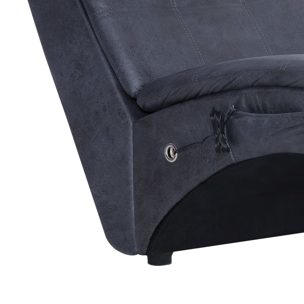 Chaise longue de massage avec oreiller Gris Similicuir daim - XIOS