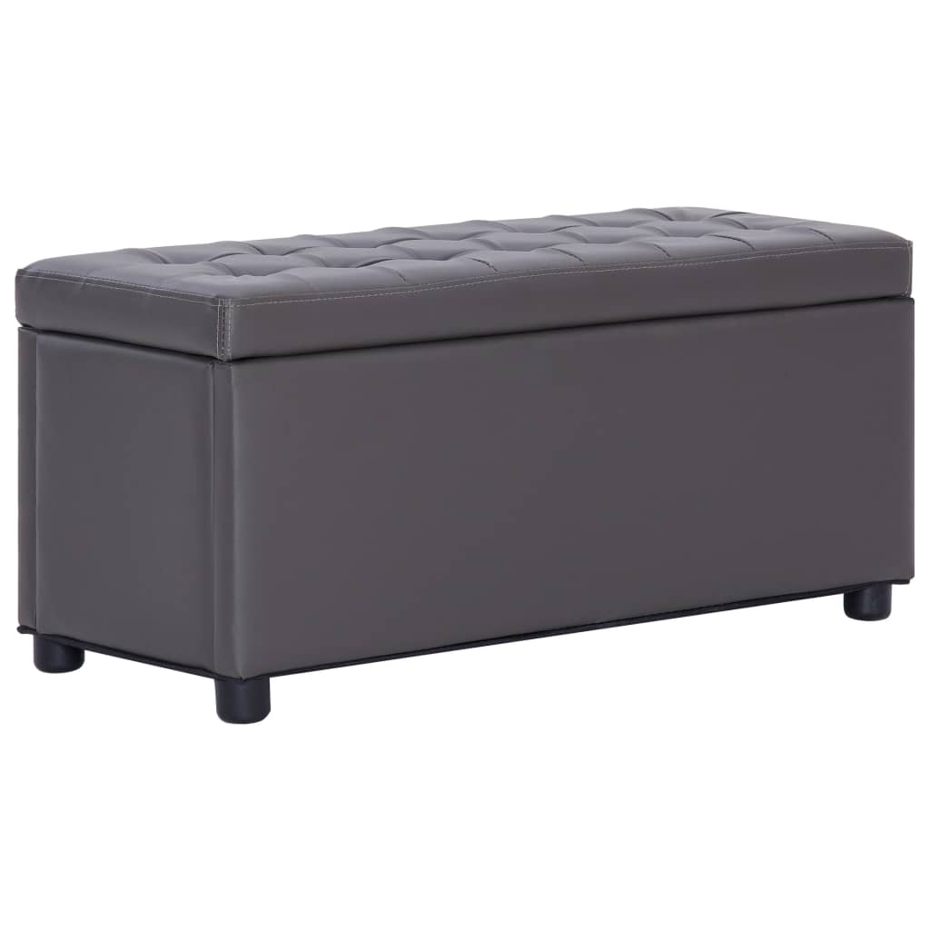 Pouf de rangement 87,5 cm Gris Similicuir - XIOS