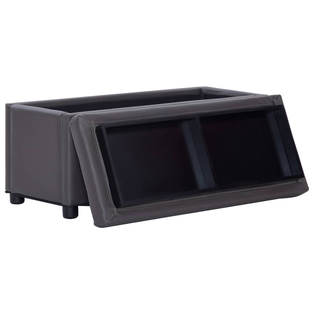 Pouf de rangement 87,5 cm Gris Similicuir - XIOS