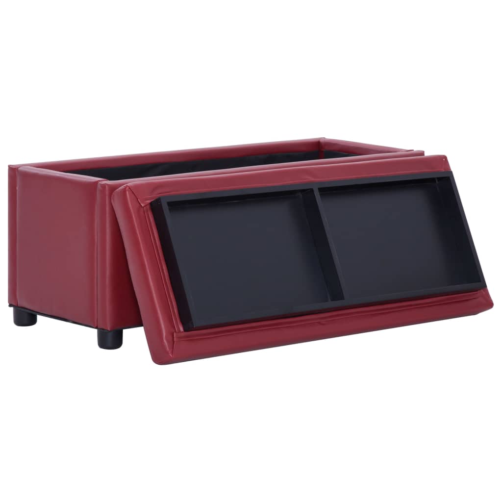Pouf de rangement 87,5 cm Rouge bordeaux Similicuir - XIOS