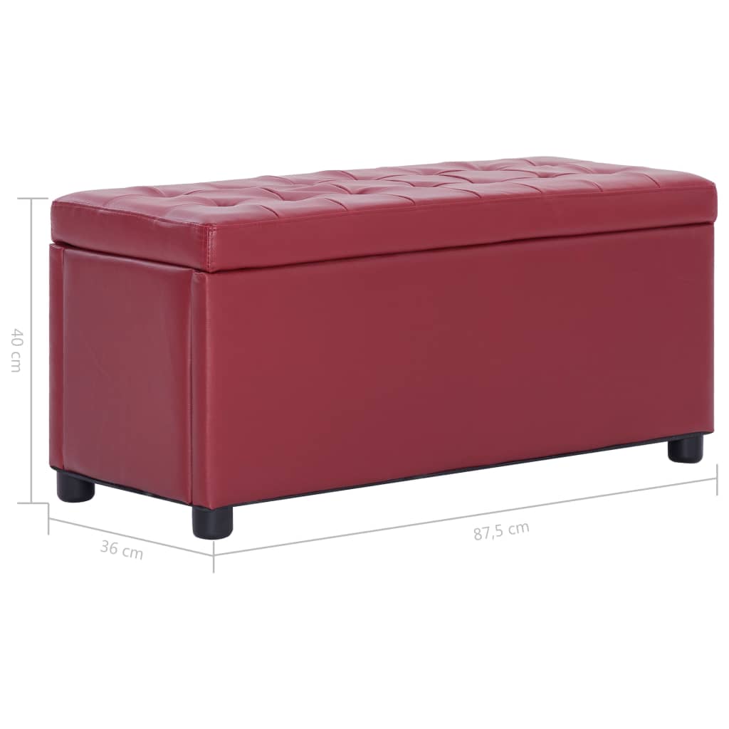 Pouf de rangement 87,5 cm Rouge bordeaux Similicuir - XIOS