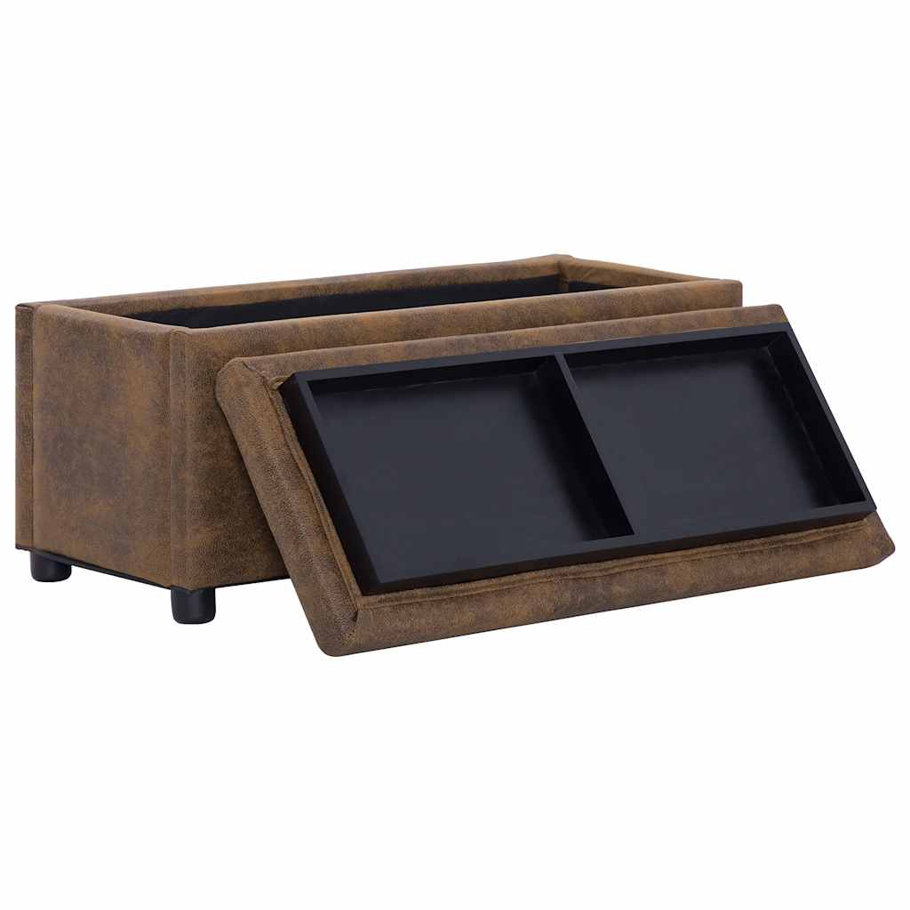 Pouf de rangement 87,5 cm Marron Similicuir daim - XIOS