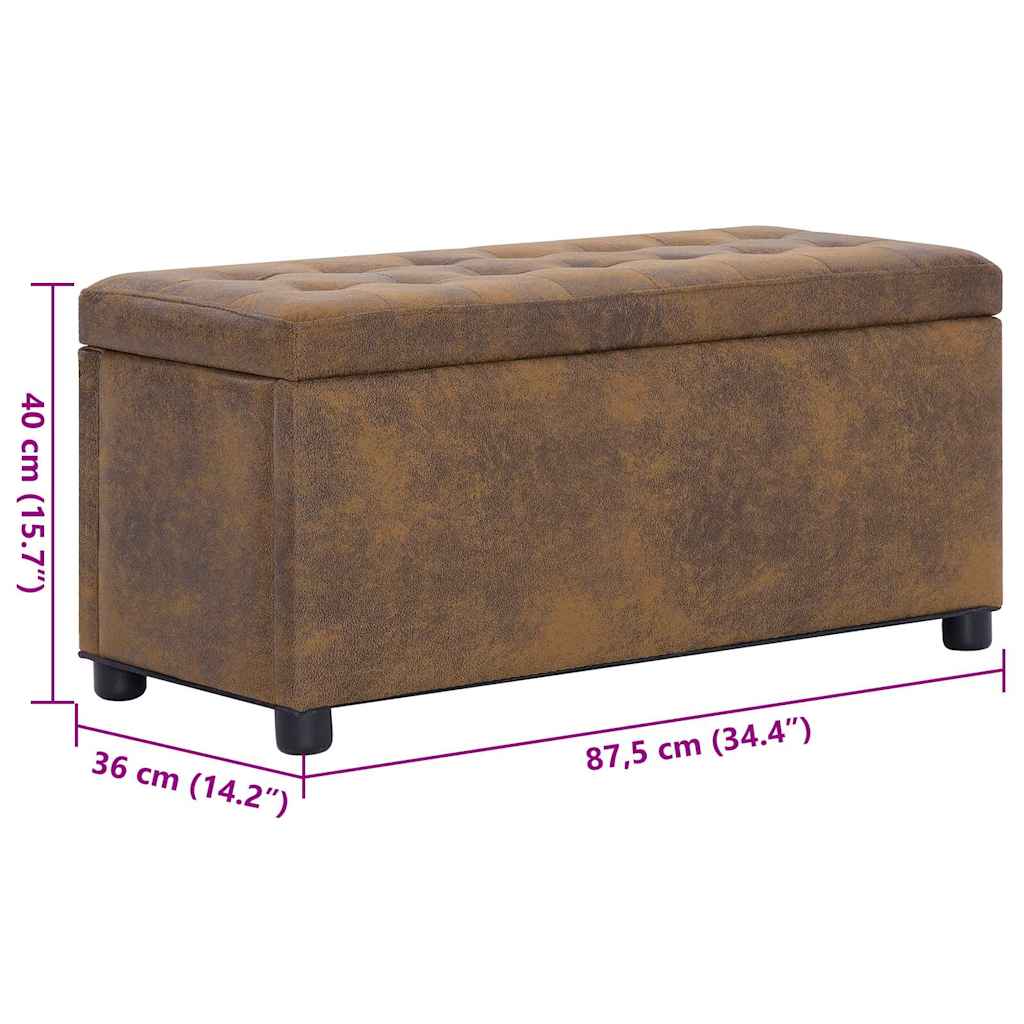 Pouf de rangement 87,5 cm Marron Similicuir daim - XIOS