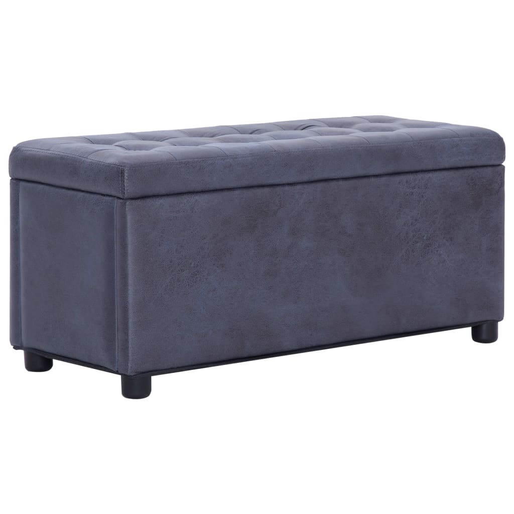 Pouf de rangement 87,5 cm Gris Similicuir daim - XIOS