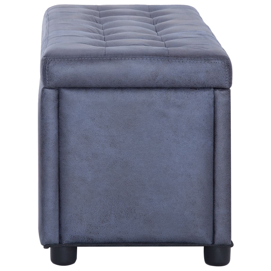Pouf de rangement 87,5 cm Gris Similicuir daim - XIOS