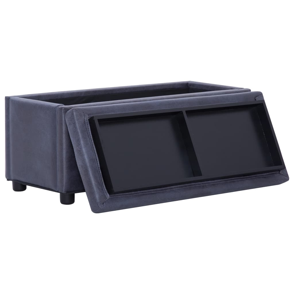 Pouf de rangement 87,5 cm Gris Similicuir daim - XIOS