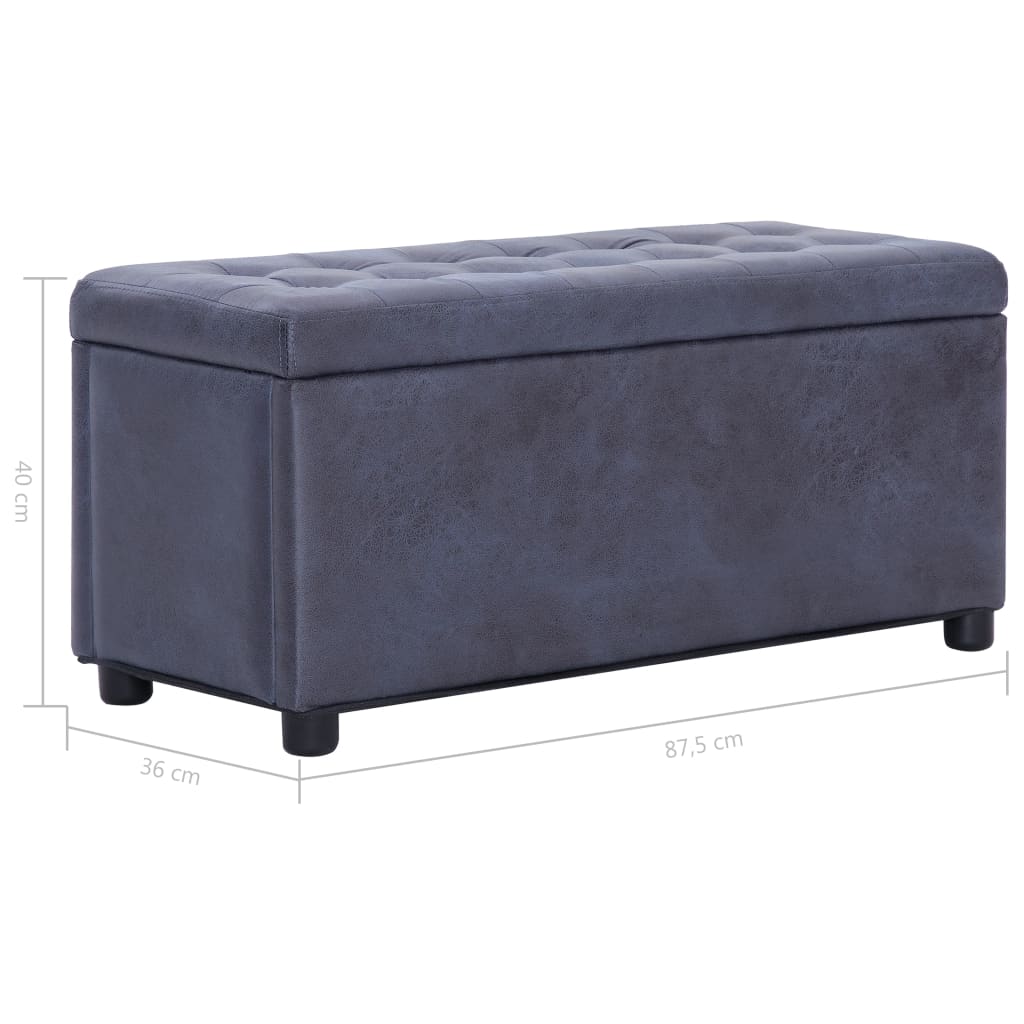 Pouf de rangement 87,5 cm Gris Similicuir daim - XIOS